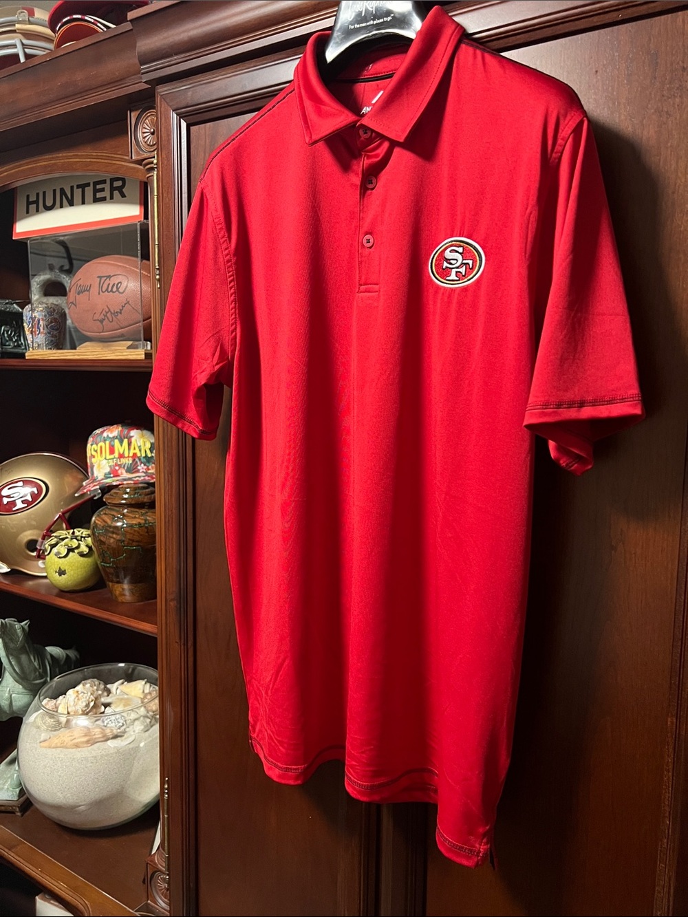 Brand New NFL SF 49ers Team Antigua Red Sportswear Polo with Embroidered SF Logo - Picture 9 of 15